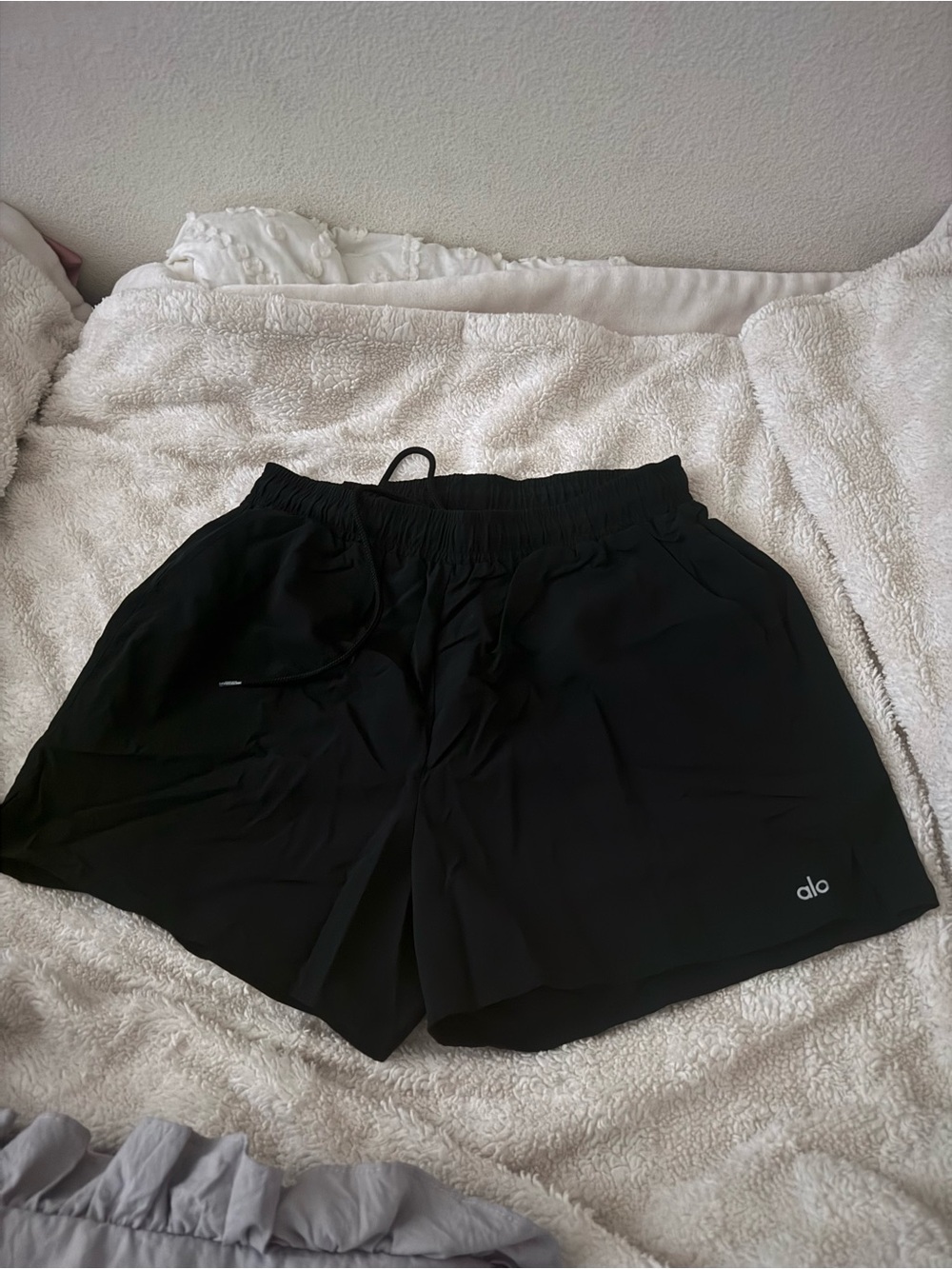 ALO Yoga Black Athletic Shorts with Drawstring